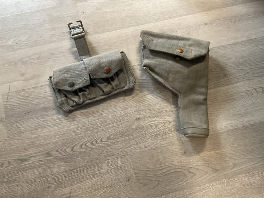 WWII British NCO Web Canvas Holster for Webly Revolver Pistol & WWII P37 RAAF Ammo Pouch