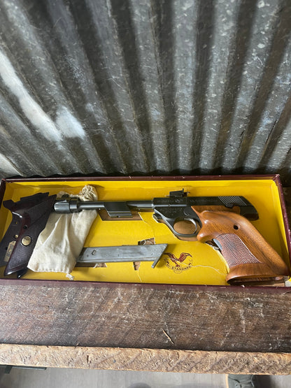 High Standard Supermatic Citation Model 102 .22 LR – Target Pistol – Original Box, 2 Magazines, Barrel Weights & Extra Grips
