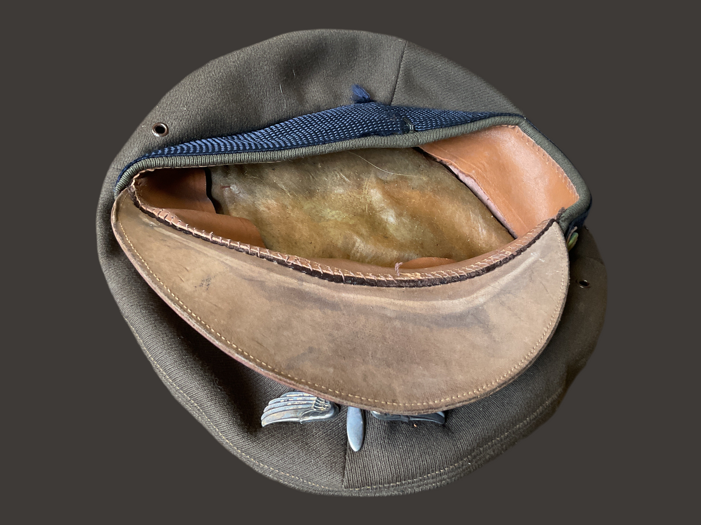 WWII US Army/Air Corps Cadette Visor Hat with Sterling Wing & Prop Hat Pin