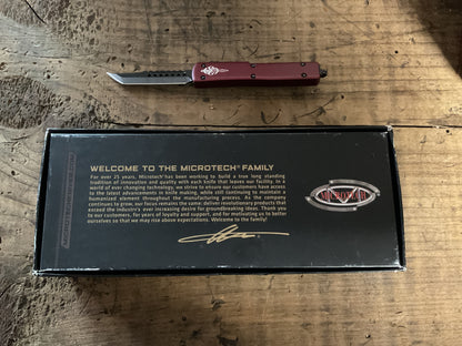 Microtech UTX-70 Hellhound Signatures Series OTF Automatic Knife-Merlot Handle/DLC Hellhound Blade w/ Box