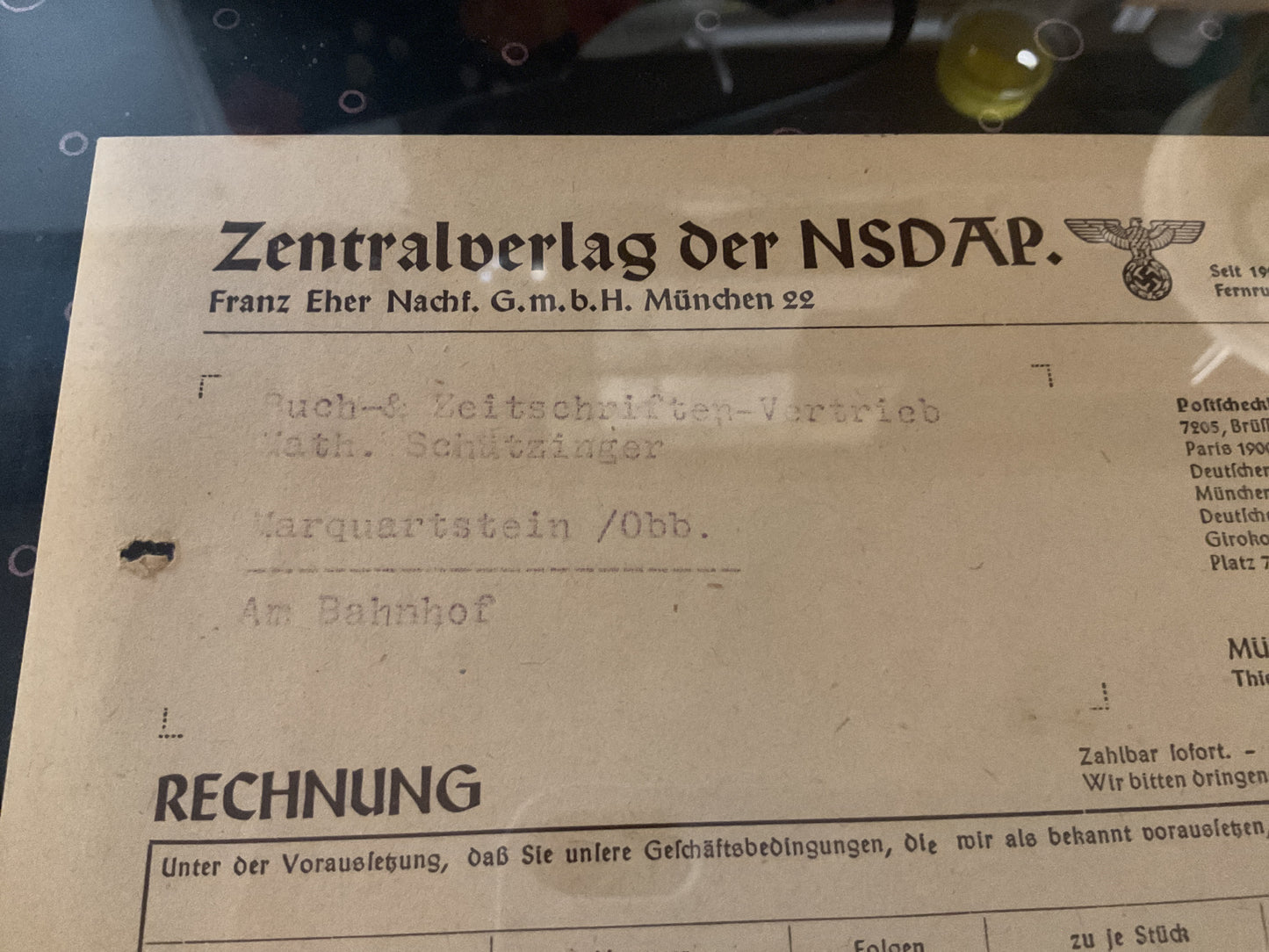 Original 1943 NSDAP Invoice-WWII German Document