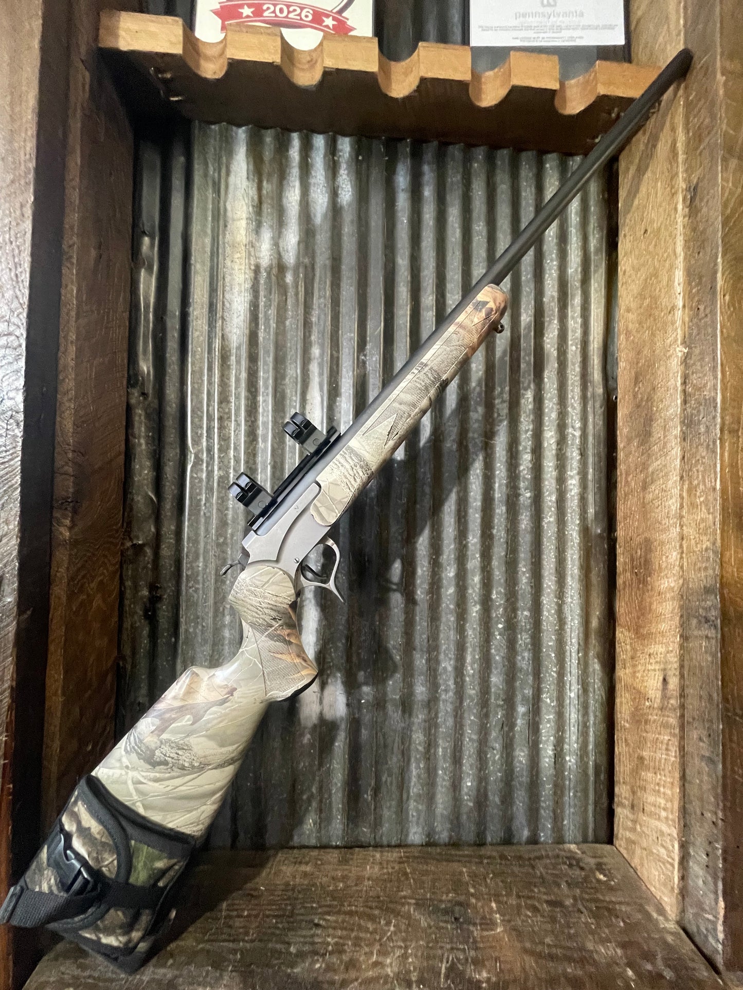 Thompson/Center Encore .25-06 Remington – Camo Stock – Stainless Frame – Scope Rings