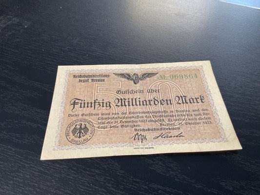 German 50 Milliarden Banknote 1923