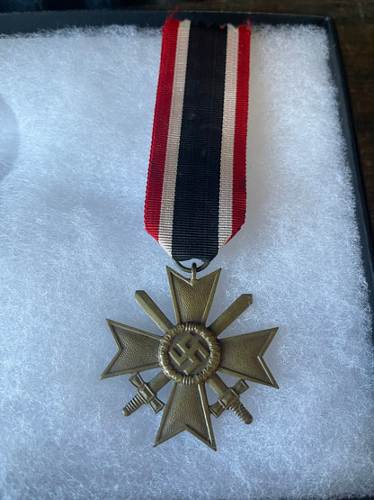 WWII German War Merit Cross 2nd Class with Swords Medal – Original Ribbon