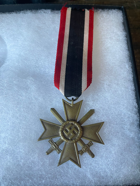 WWII German War Merit Cross 2nd Class with Swords Medal – Original Ribbon