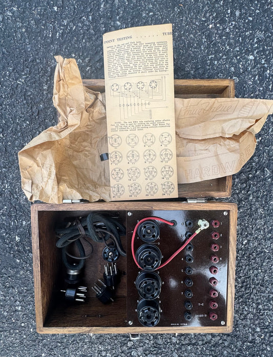 Vintage Vacuum Tube Socket Adapter Test Set in Wood Case