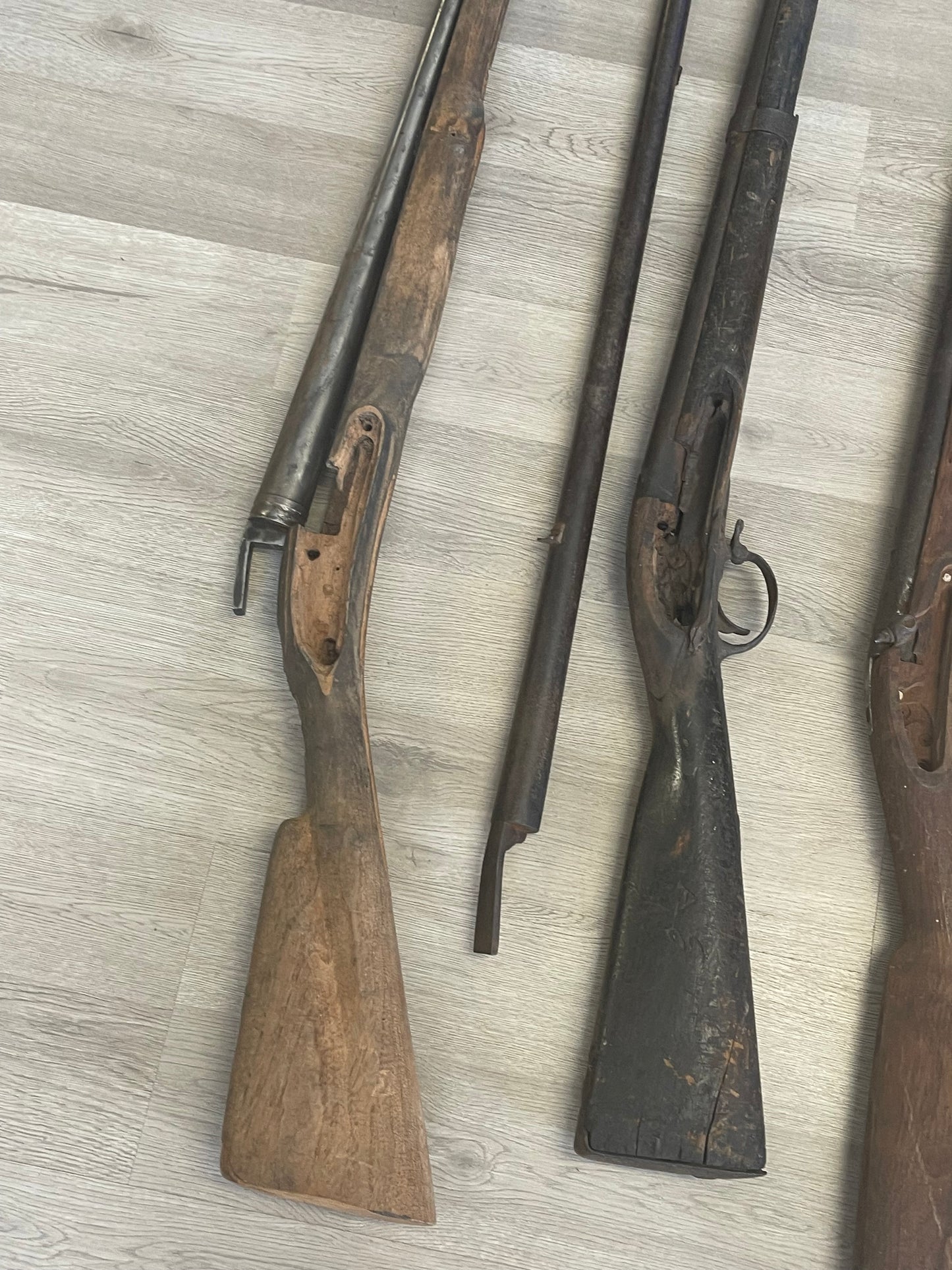 U.S. Musket Parts Lot – 5 Stocks, 4 Barrels & Springfield 1864 Percussion Lockplate