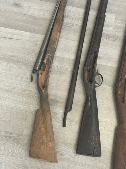 U.S. Musket Parts Lot – 5 Stocks, 4 Barrels & Springfield 1864 Percussion Lockplate