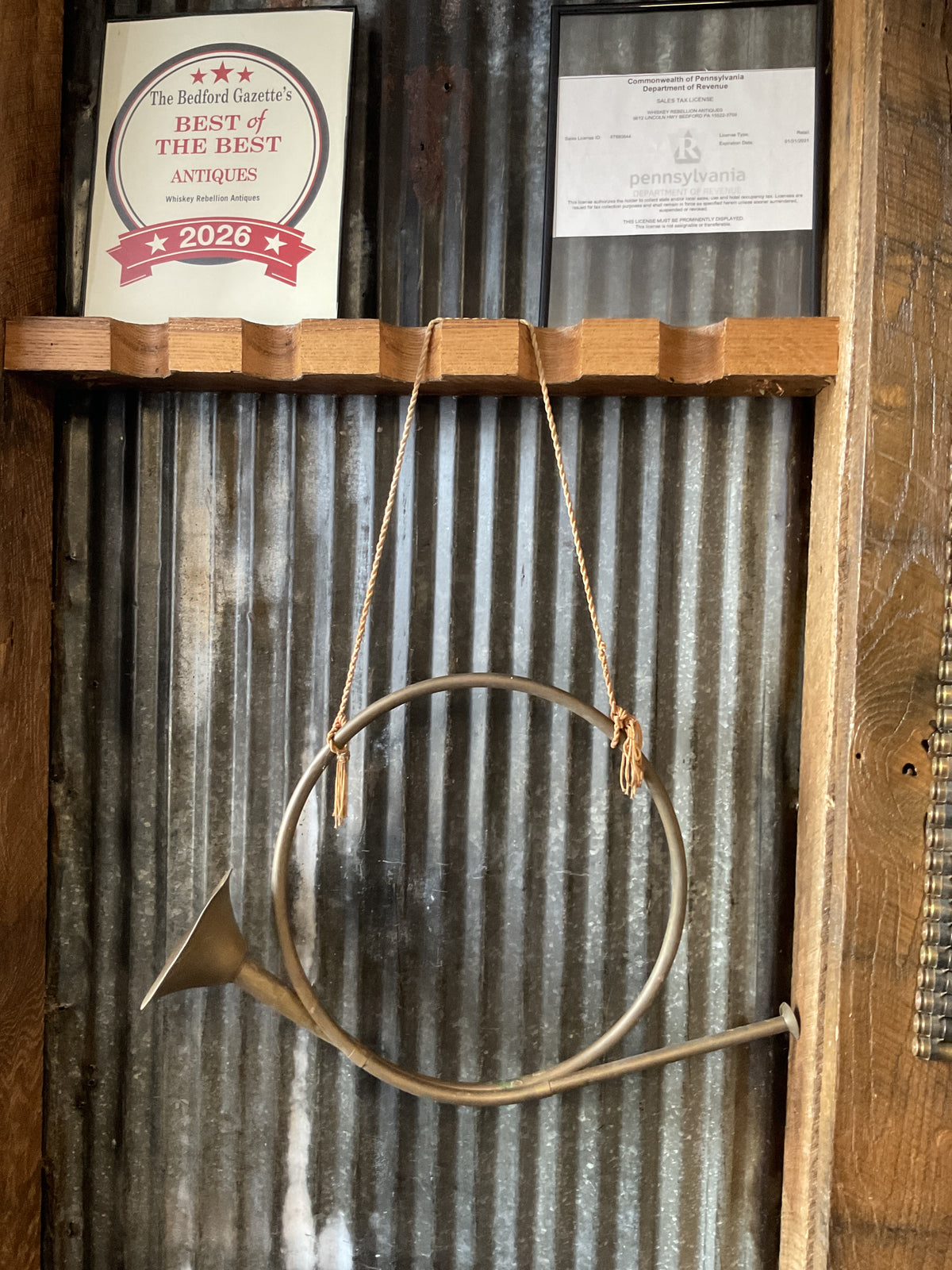 Brass Military Bugle w/ Circular Coil & Hanging Cord