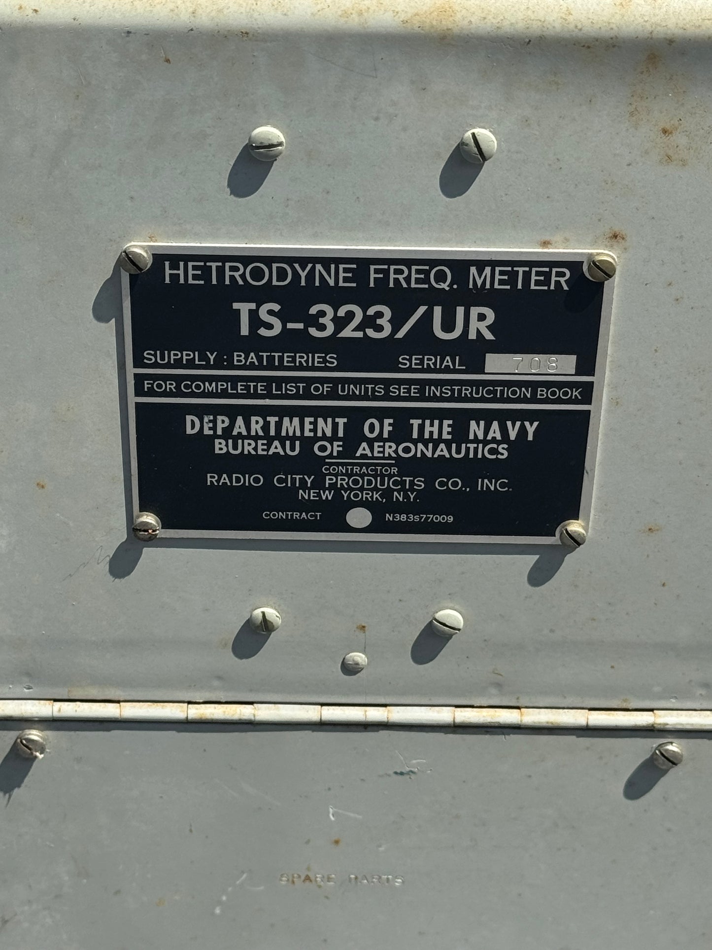 U.S. Navy TS-323/UR Heterodyne Frequency Meter Complete with Cables & Charts