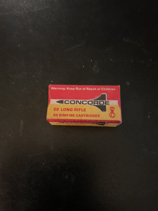 Vintage Concorde .22 Long Rifle High Velocity 40 Grain Solid Point Cartridges — Full Box of 50