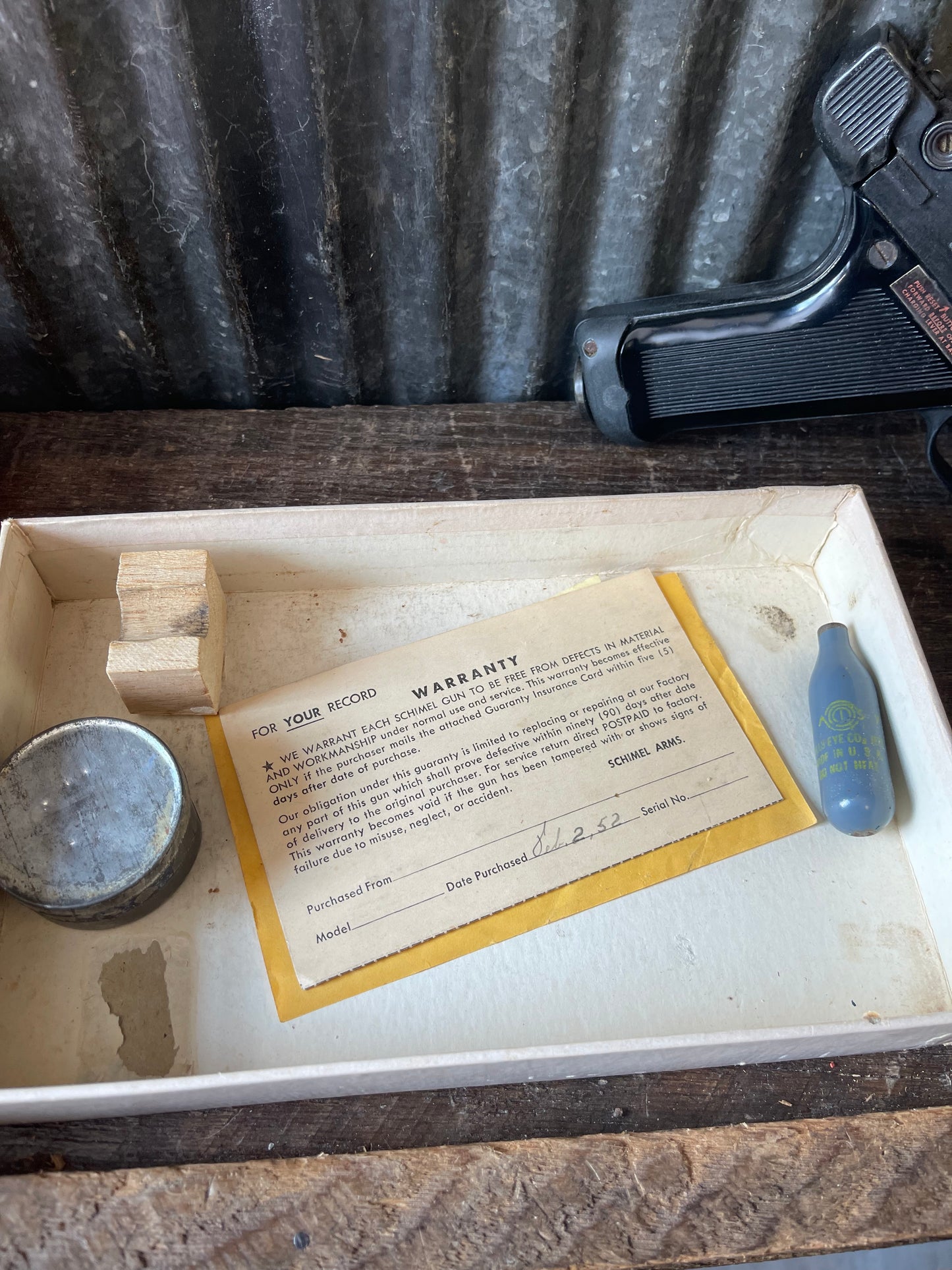 Schimel Model P22 .22 Caliber Gas Pistol w/ Original Box & Paperwork (Purchased 1952)
