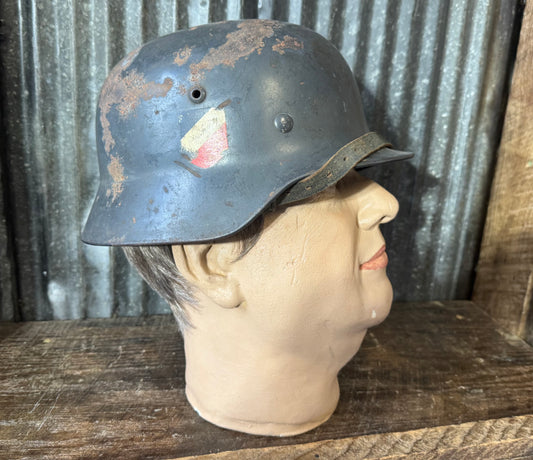 Original WWII German Luftwaffe Double Decal Steel Helmet – Untouched Combat-Worn Example