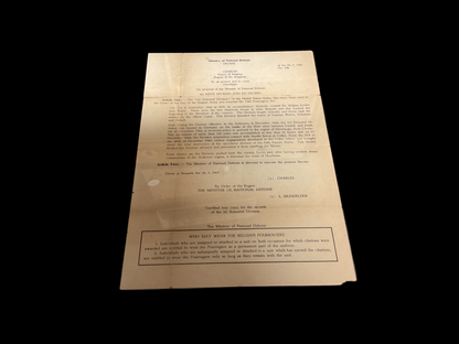 WWII Belgian Fourragere Award Citation 2nd US Armored