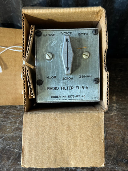WWII Radio Filter FL-8-A NOS in Original Box United Transformer Co. Military Aircraft Radio Component