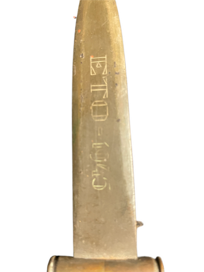 WWII Theater Knife with Engraved Blade and Repurposed “DM 43” Ammunition Handle