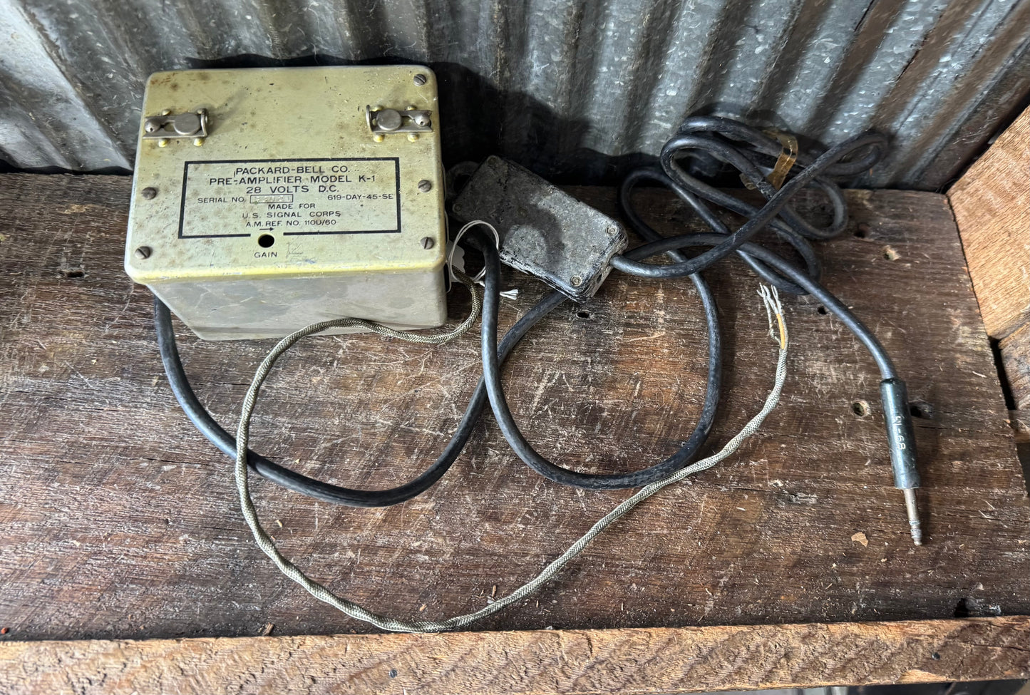 WWII Packard-Bell Model K-1 Signal Corps Pre-Amplifier – 28 Volt DC – Aircraft Communications