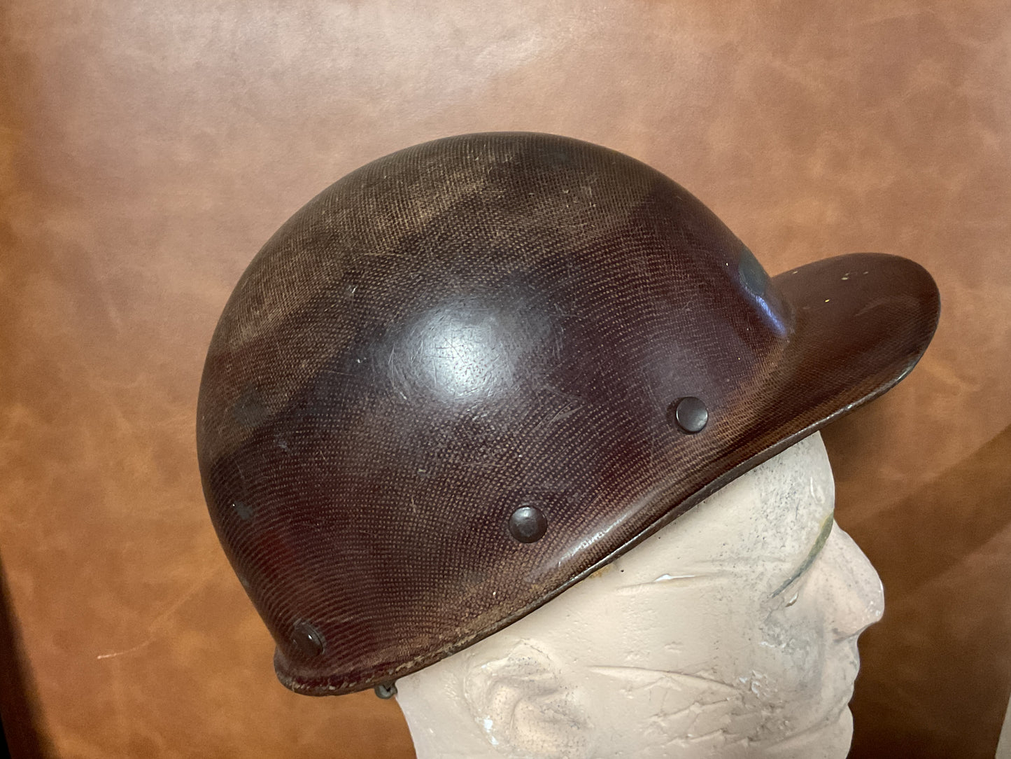 Vintage MSA Skullgard Brown Phenolic Hard Hat-Industrial Mining Helmet-USA