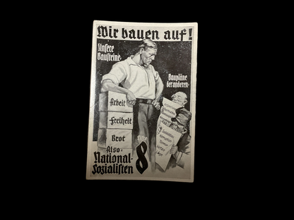 Original 1933 Election Propaganda card. 5’X3’