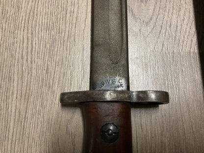 WWII British Wilkinson Sword W.S.C Pattern 1907 Lee Enfield Bayonet w/ Scabbard