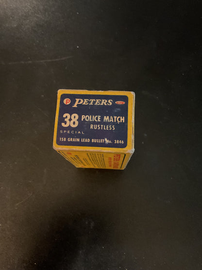 Vintage Peters Police Match .38 Special 158 Grain Lead Bullet Cartridges — Full Box of 50