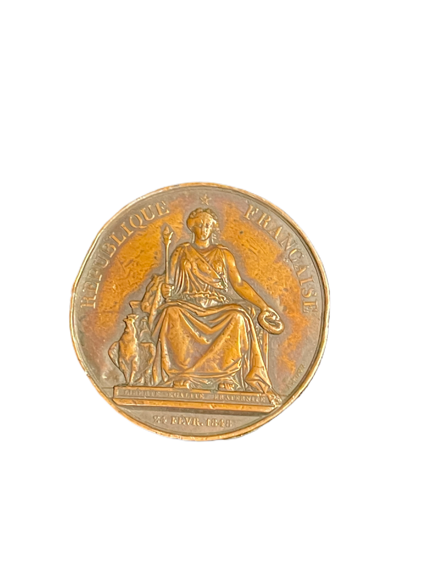 1848 France A. Bovy Agriculture and Manufacturing Award Medal – 56.9mm Bronze, Second Republic Era