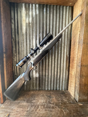 Ruger M77 Compact .243 Win – Stainless / Black Laminate – Vortex Crossfire II 4-12x Scope