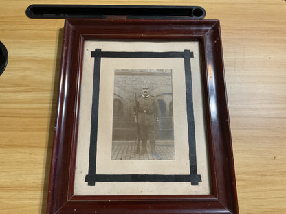 WWI Imperial German Regiment No. 80 Soldier Photograph-Pickelhaub & Gewehr-Framed