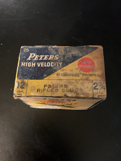 Vintage Peters High Velocity 12 Gauge Rifled Slugs — 2 3/4” Box Full
