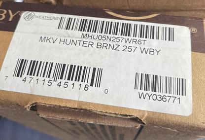 Weatherby Mark V Hunter Bronze – .257 Weatherby Magnum – Leupold VX-II 3-9x Scope – Box & Paperwork