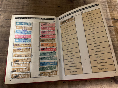 WWII German Deutsche Arbeitsfront (DAF) Membership Book-Berlin- Extensive Dues Stamps 1941-1945-Named to Herbert Muth