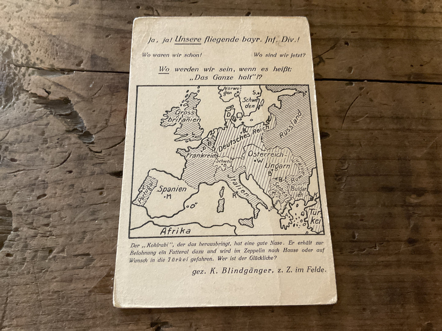 WWI Imperial German Bavarian Infantry Feldpostkarte-“Flying Bavarian Infantry Division” European Campaign Map Postcard