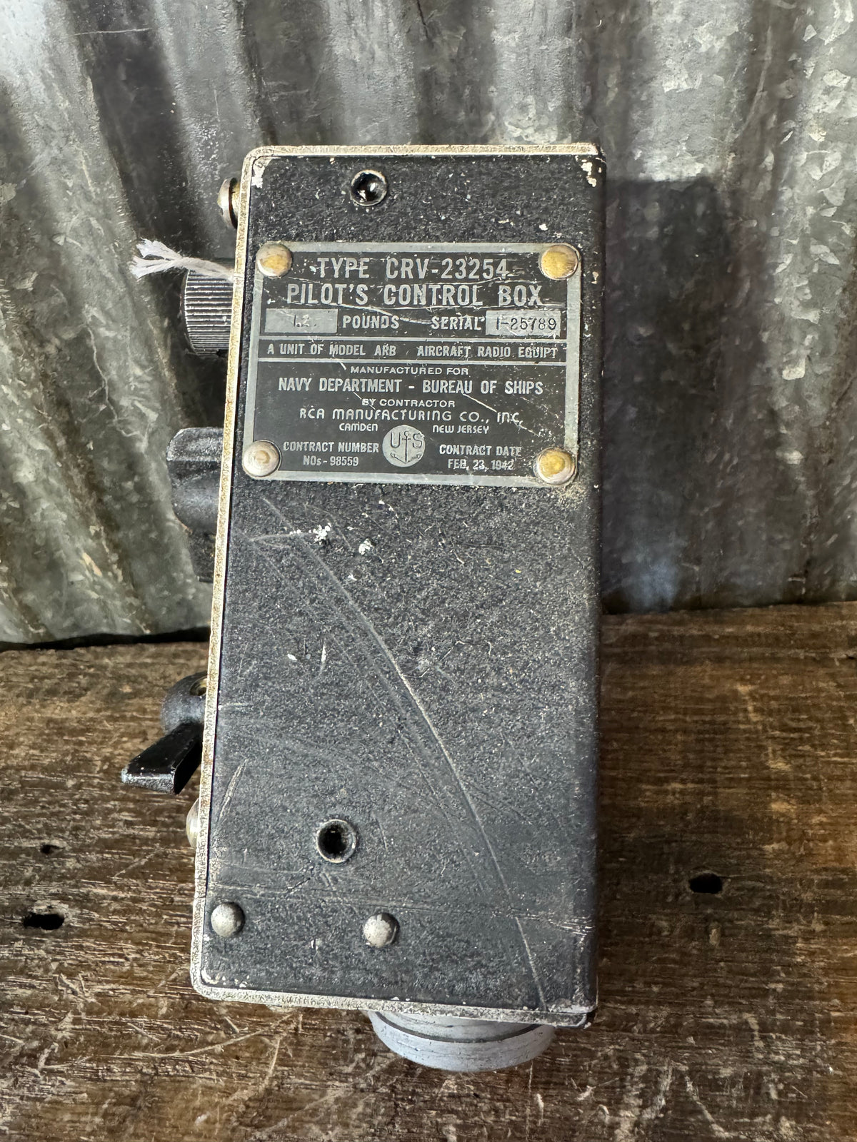 WWII 1942 U.S. Navy RCA CRV-23254 ARB Aircraft Pilot’s Radio Control Box