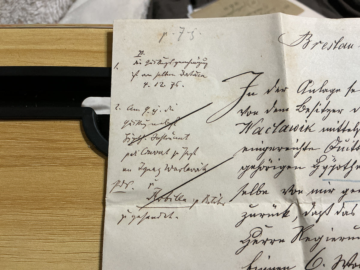 1876 Imperial German Folded Letter & Cover-Breslau to Janowitz-Church Correspondence-Wax Sealed with Stamps