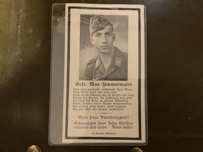 WWII German Death Card Flak Soldier