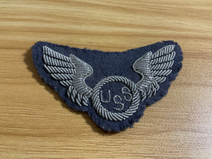 WWII U.S. Army Air Force’s Bullion Aircrew Wings Sleeve Patch-Blue Wool Uniform Insignia
