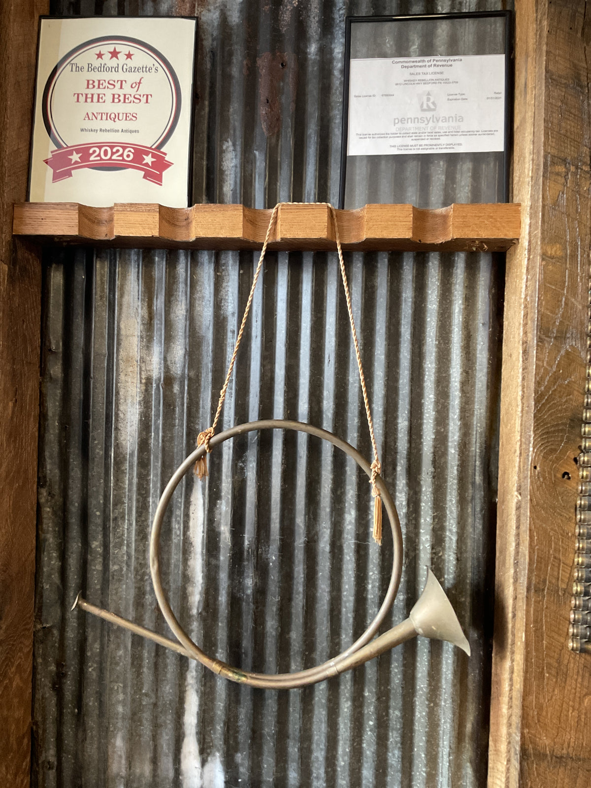 Brass Military Bugle w/ Circular Coil & Hanging Cord