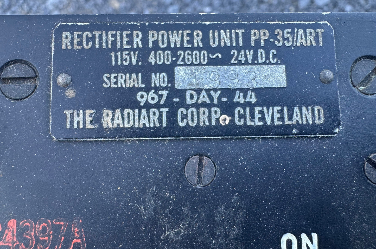 WWII U.S. Army Rectifier Power Unit PP-35/ART Aircraft Radar Power Supply
