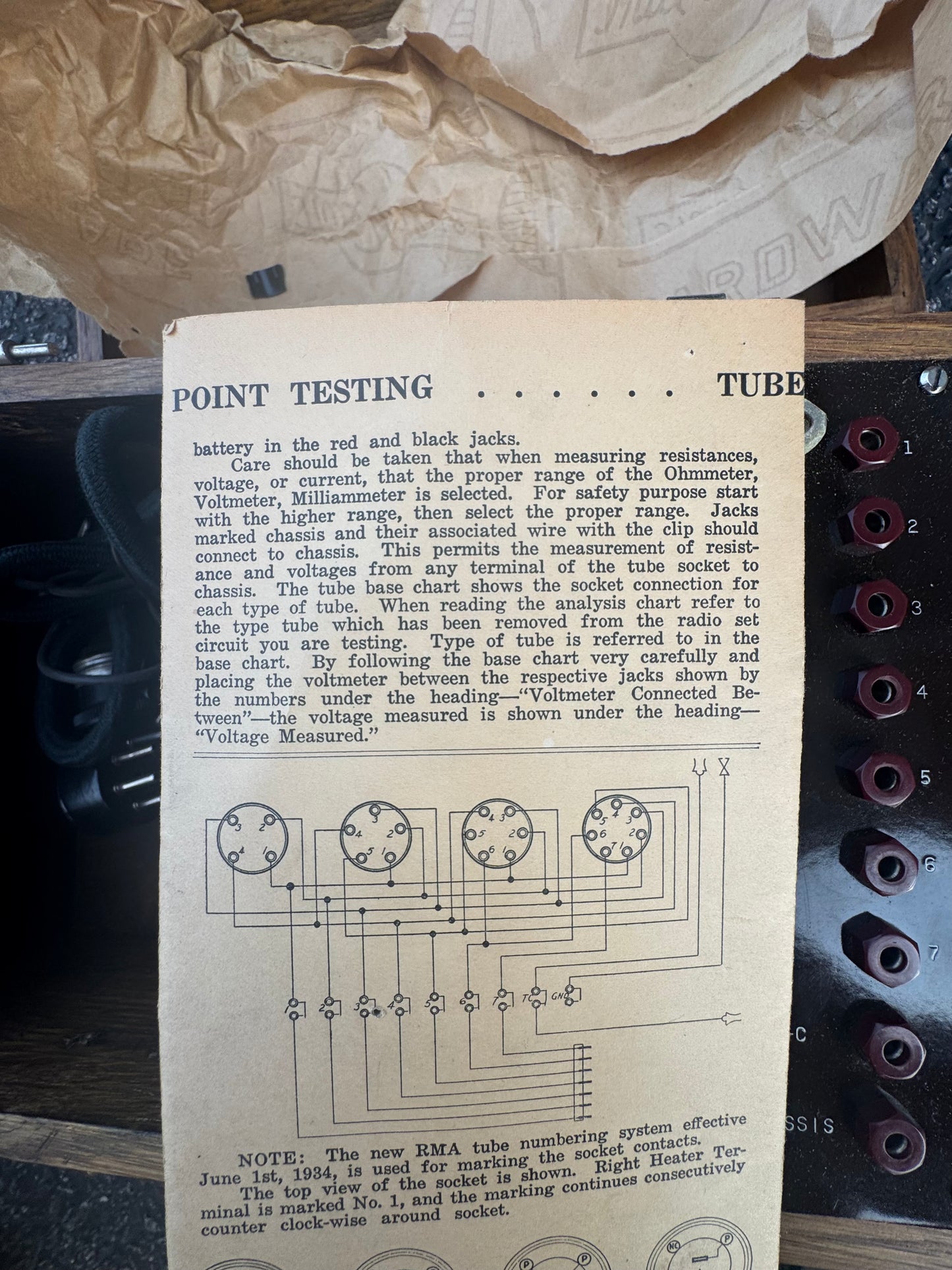 Vintage Vacuum Tube Socket Adapter Test Set in Wood Case