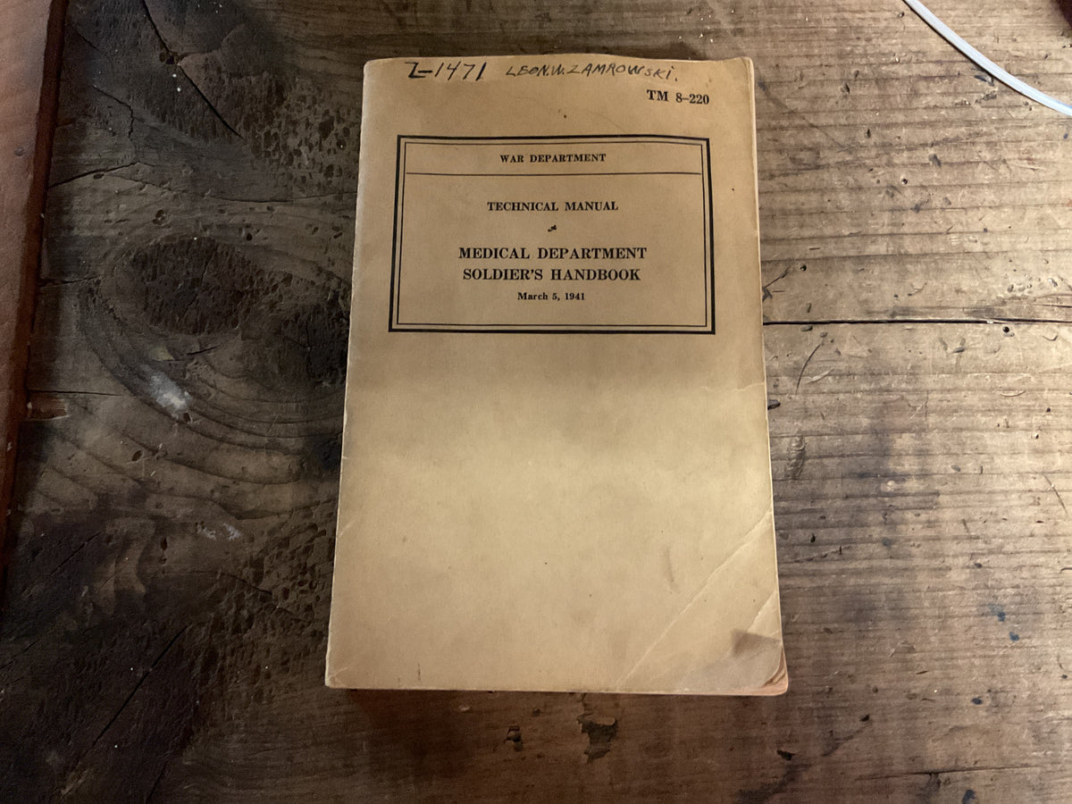 Pre-WWII Army Medical Manual-Named Copy-1941 U.S. War Dept Issue
