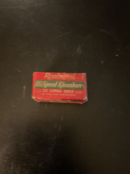 Vintage Remington Hi-Speed Kleanbore .22 Long Rifle Rimfire Cartridges — Full Box of 50