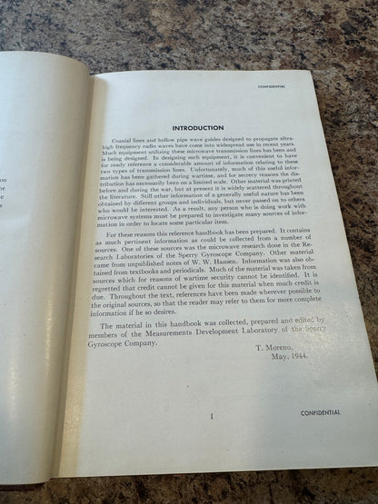 WWII Sperry Microwave Transmission Design Data – 1944 – Confidential
