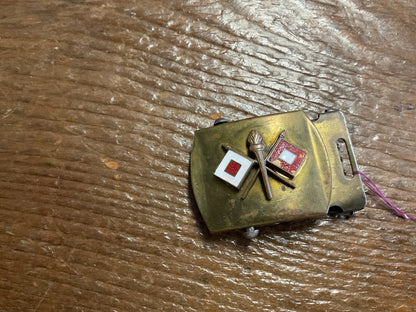 WWII Solid Brass Belt Buckle Signal Corps
