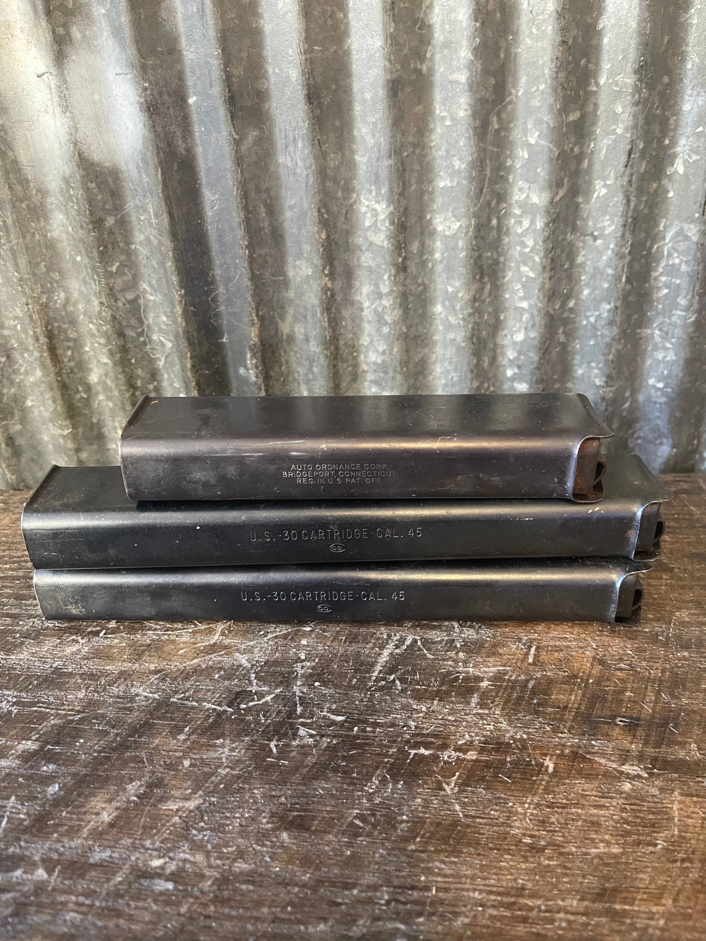 WWII Thompson Submachine Gun Magazine Lot – Auto-Ordnance Corp. – (2) 30-Round & (1) 20-Round Magazine