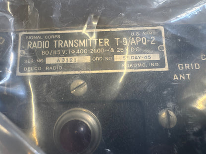 WWII U.S. Army Signal Corps T-9/APQ-2 Radio Transmitter