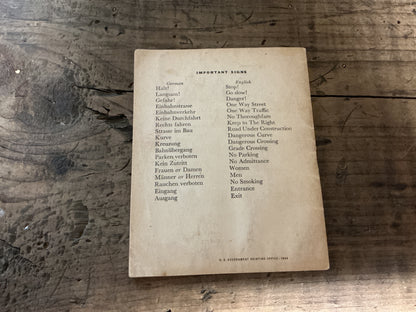 Original WWII U.S. Army Pocket Guide to Germany 1944 War Dept. Occupation Manual