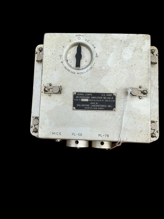 WWII U.S. Army Signal Corps Microphone Amplifier BC-216-A – Ballantine Laboratories
