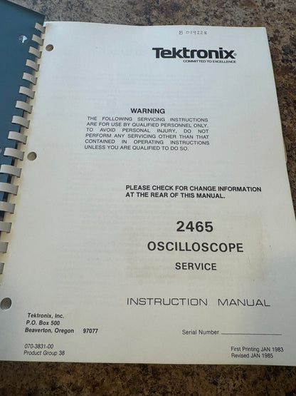Tektronix 2465 Oscilloscope Service Manual – 1983/85