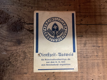 Original 1935 German Freiwillinger Arbeitsdienst (FAD) Service ID Booklet-Named