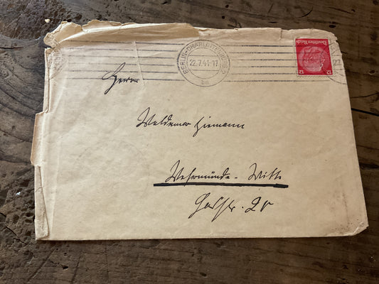 WWII German Mailed Envelope-Berlin-Charlottenburg, July 22, 1941